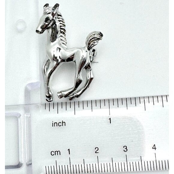 Horse Brooch Pin Silver Tone Vintage Running Design Approx. 1.5"x1" - Picture 2 of 8